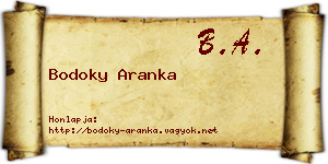 Bodoky Aranka névjegykártya